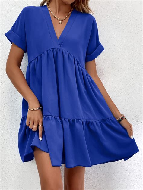 Bainha De Ruffle Simples Ocasional Vestido