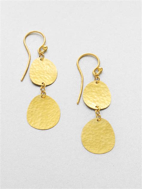 Gurhan 24k Disc Drop Earrings In Gold Lyst