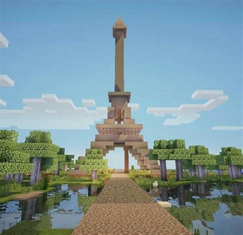 Eiffel Tower Build In Minecraft Biome