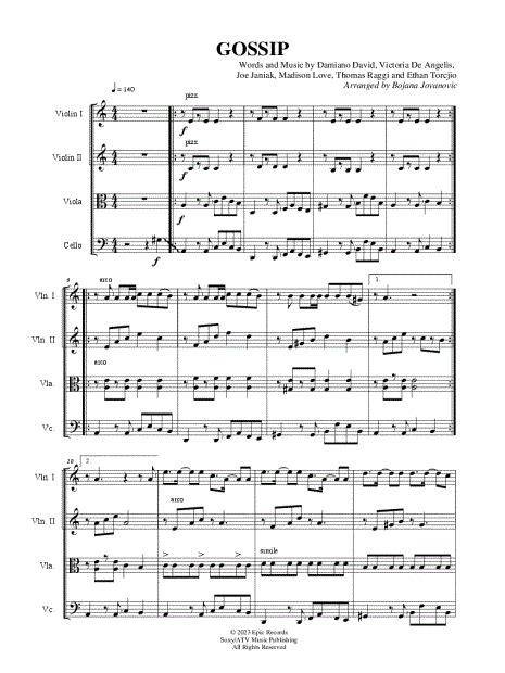 Bojana Jovanovic Gossip Sheet Music In A Minor Download And Print