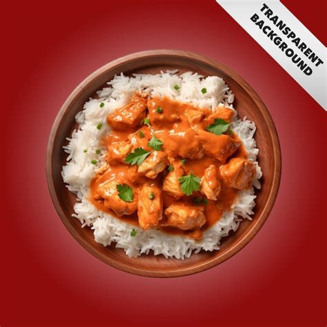 Pollo Tikka Masala Curry Picante Carne Con Arroz Archivo Psd Premium