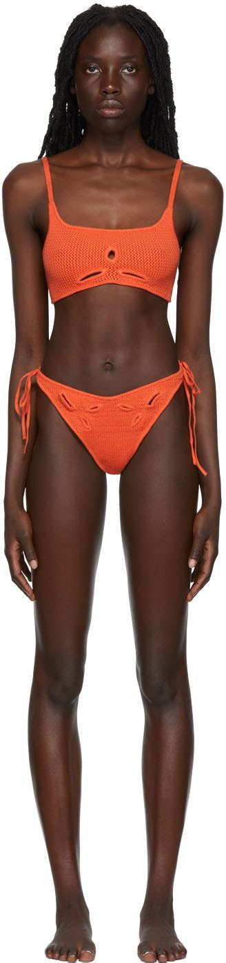 Danielle Guizio Ssense Canada Exclusive Orange Bikini Ssense