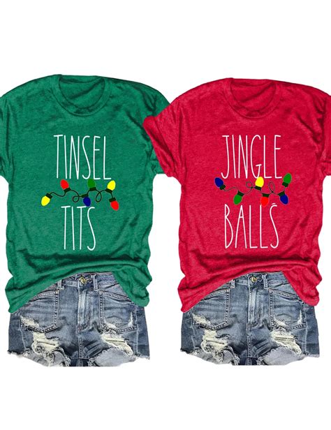 Tinsel Tits Jingle Balls Christmas Matching T Shirt