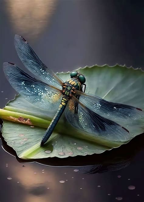 Dragonfly And Lotus Poster Picture Metal Print Paint By Zachariah