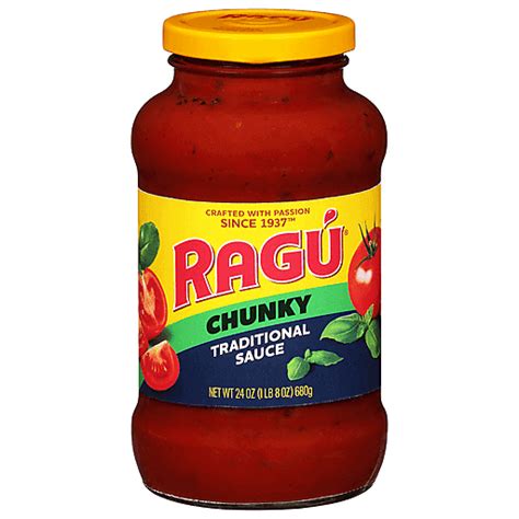 Ragu Traditional Sauce Chunky 24 Oz Tomato And Basil Foodtown