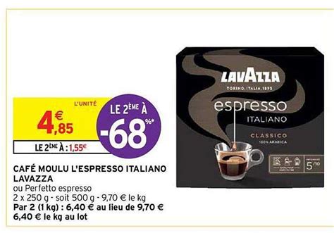 Promo Café Moulu L espresso Italiano Lavazza chez Intermarché Hyper