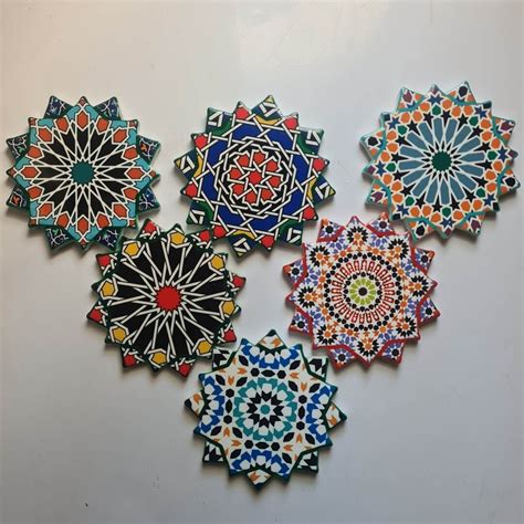 Ceramic Coasters Set Of 4 Handmade Moroccan Coasters Turkish And