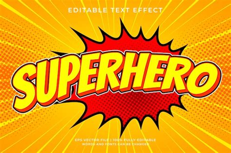 Efecto de texto de dibujos animados editable de superhéroe Vector Premium