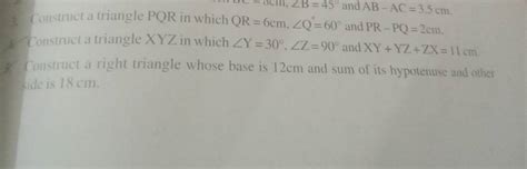 Construct A Triangle Pqr In Which Qr Cm Q And Prpq Cm C