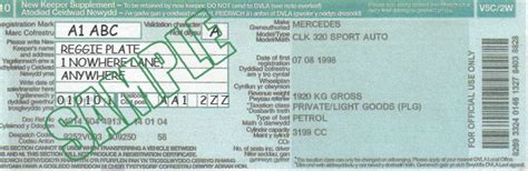 V5c Section 10 - New Keepers Supplement - Vehicle Registration Transfer Documents - Number ...