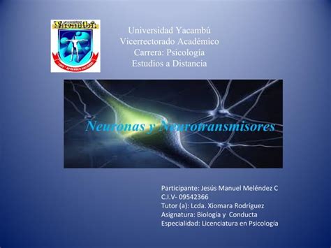 Neuronas Y Neurotransmisores Ppt