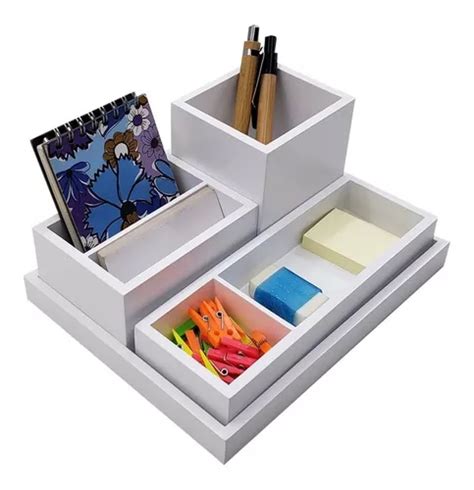 Organizador De Mesa Branco Feminino Madeira Mdf Laca Luxo