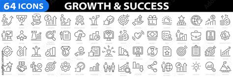 Growth And Success 64 Icon Set Successful Business Development Plan And