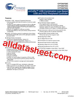 Cy C C Datasheet Pdf Cypress Semiconductor