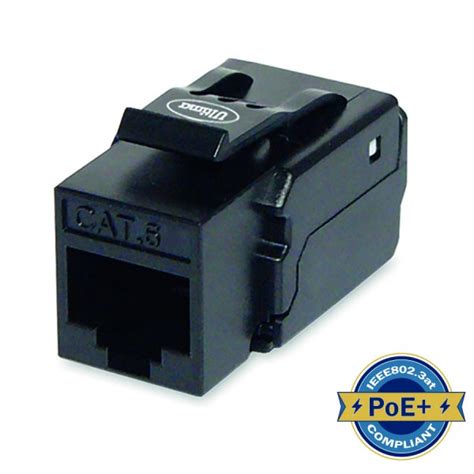 Cat6 Keystone Jack Unshielded 90 Deg Toolless HD Black MAE Networks