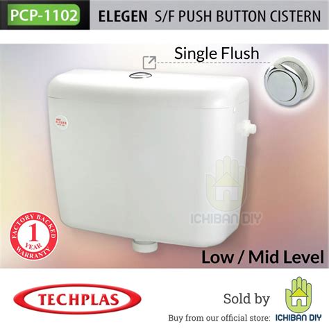 Techplas Elegen Pcp Cistern Push Button Single Flush Plastic Flush