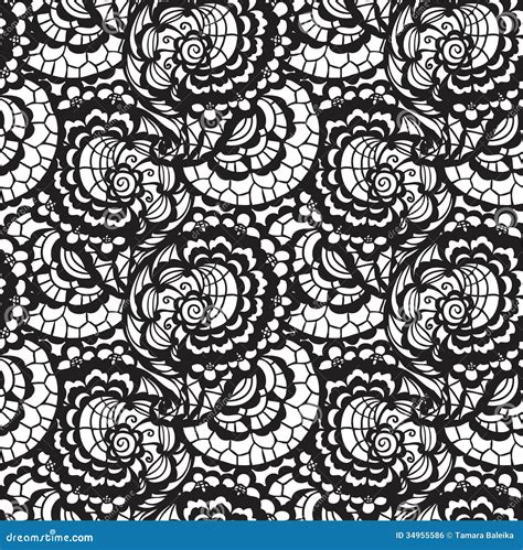 Lace Seamless Pattern With Flowers Stock Vector Illustration Of Line