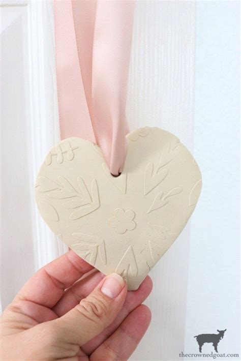 Stenciled Air Dry Clay Valentine Hearts Air Dry Clay Dry Clay Valentine Heart