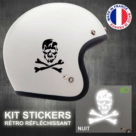 Stickers Skull Crossbones Réfléchissant Autocollant Casque moto