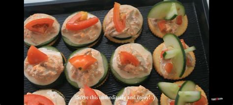 Delicious Fita Cracker Canape with Tuna Salad Dressing