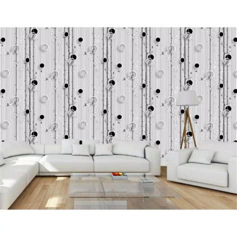 Jual Baru Murah Wallpaper Sticker Dinding Putih Garis Abu Pohon Hitam