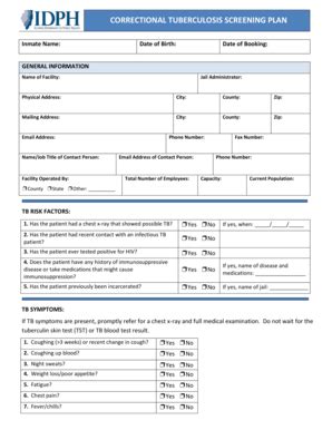 Fillable Online CORRECTIONAL TUBERCULOSIS SCREENING PLAN Fax Email