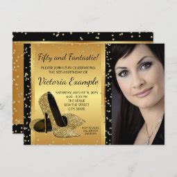 Black Gold High Heel Shoes Birthday Party Invitation Zazzle