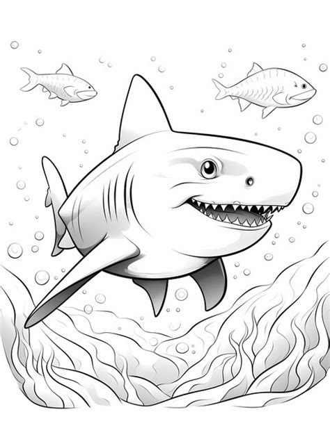 Adorables Aventuras De Tiburones P Ginas Para Colorear Con L Neas