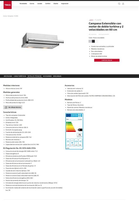 Teka TL 6310 Campana Extractora Telescópica o Extraplana 60 cm Doble