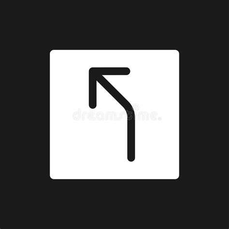 Road Curves To Left Arrow Dark Mode Glyph Ui Icon Stock Vector