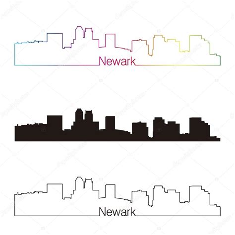 Newark skyline linear style with rainbow — Stock Vector © paulrommer ...