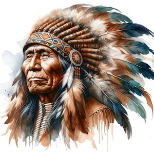 Native American Chief Clipart 10 High-quality Designs Wall Art Paper ...