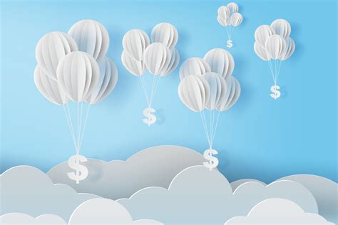 Illustration Von Ballon Fliegen Mit Dollar Zeichen Auf Blau Himmel