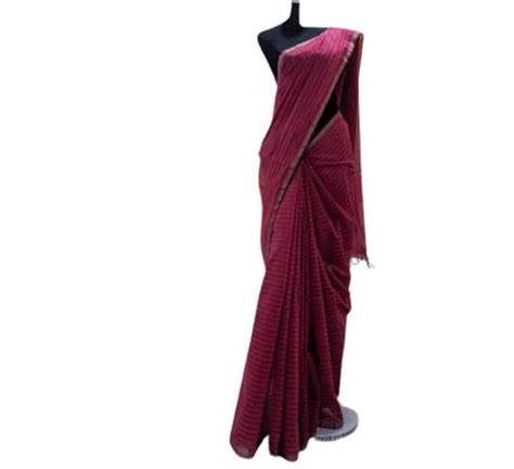 Pink Color Plain Pattern Ladies Cotton Saree For Casual Wear At Best