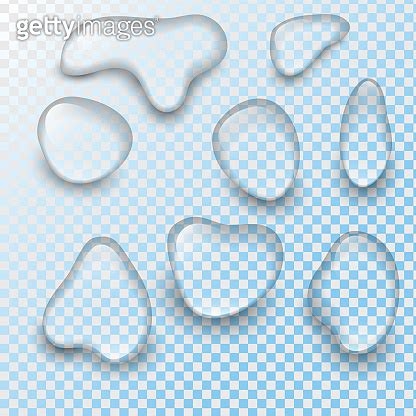 Realistic Water Drops Liquid Transparent Raindrop Splash Vector