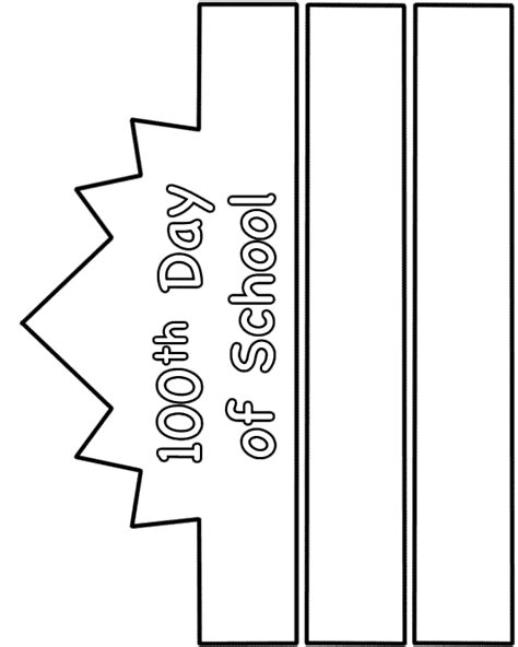 100th Day of School Hat - Paper craft (Black and White Template)