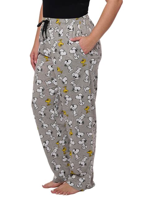 Peanuts Snoopy And Woodstock Womens Pajama Pants Lounge Wear Open And