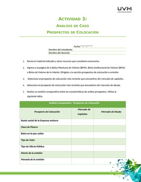 U3 Analisis Caso Prospectos Colocacion ACTIVIDAD 3 ANÁLISIS DE CASO