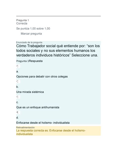 Examen Metodolog A De La Intervencion Social Pregunta Correcta Se