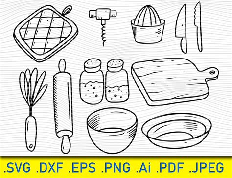 12 Kitchen Svg Cooking Svg Kitchen Clipart Cooking Utensils Etsy