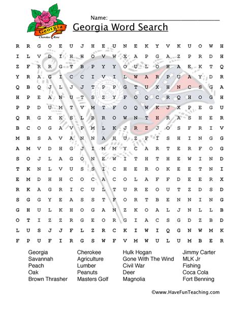 Georgia Word Search Worksheet By Teach Simple