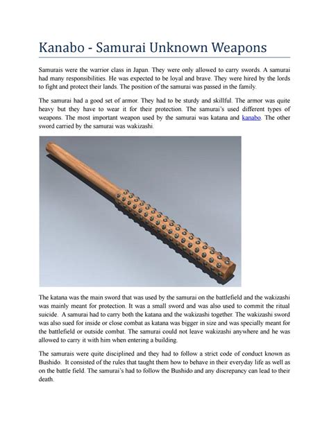 Kanabo samurai unknown weapons by Samurai Swords - Issuu