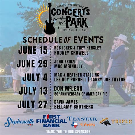 Concerts In The Park Stephenville Tourism And Visitors Bureau