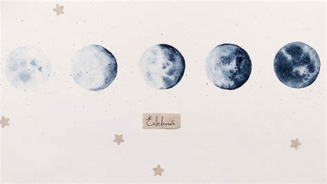 Cómo Pintar Las Fases De La Luna Con Acuarela Moon Phases 🌑🌒🌓🌔🌕🌖🌗🌘