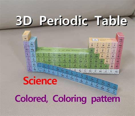 Diy 3d Paper Periodic Table Of Elements Modelchemical Activityprintable Instant Origami