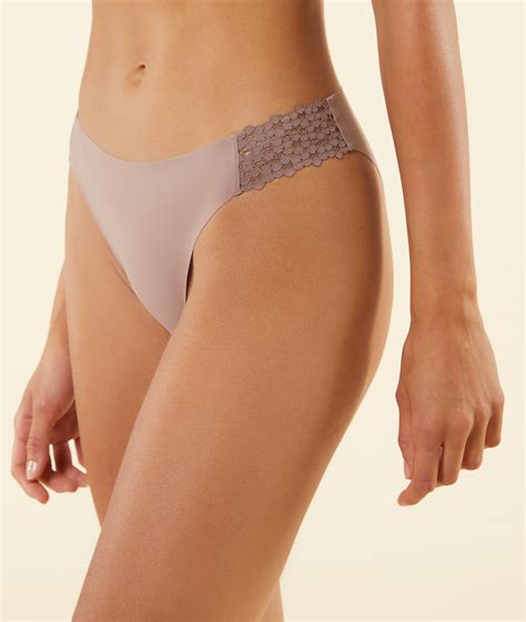 Microfiber And Lace Bikini Wish Taupe Etam