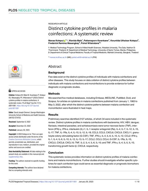 Pdf Distinct Cytokine Profiles In Malaria Coinfections A Systematic