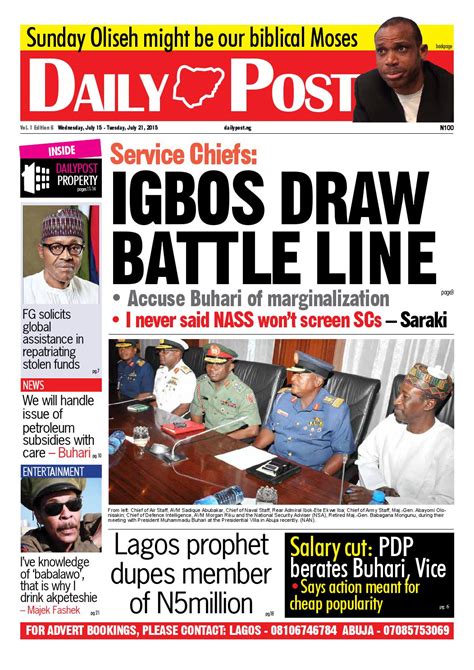 Wednesday July 15 2015 Edition By Dailypost Nigeria Issuu