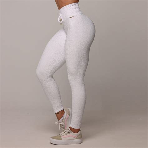 Legging Empina Bumbum Jacquard Perlê Branco Moving