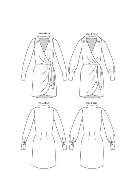 Wrap Dress Sewing Pattern Shirt Dress Digital Sewing Pattern Etsy